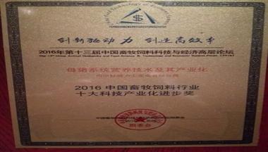 鐵騎力士榮獲2016中國畜牧飼料行業(yè)“十大科技產(chǎn)業(yè)化進(jìn)步